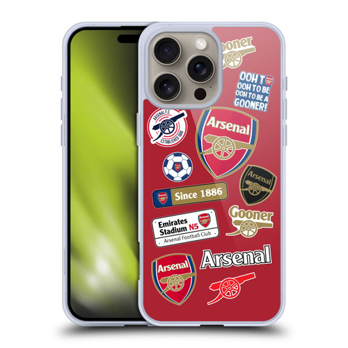 Arsenal FC Logos Collage Soft Gel Case for Apple iPhone 16 Pro Max & MagSafe