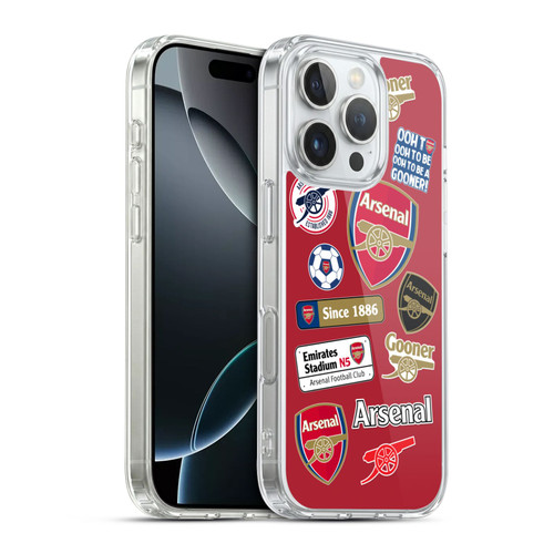 Arsenal FC Logos Collage Soft Gel Case for Apple iPhone 16 Pro & MagSafe