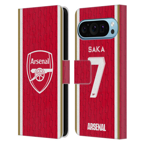 Arsenal FC 2023/24 Players Home Kit Bukayo Saka Leather Book Wallet Case Cover For Google Pixel 9 / Pixel 9 Pro