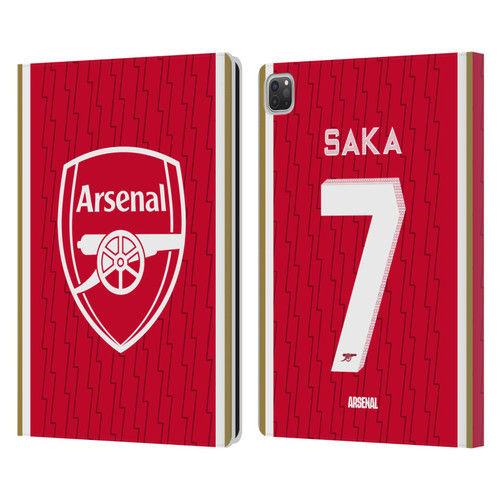 Arsenal FC 2023/24 Players Home Kit Bukayo Saka Leather Book Wallet Case Cover For Apple iPad Pro 13 M4 2024