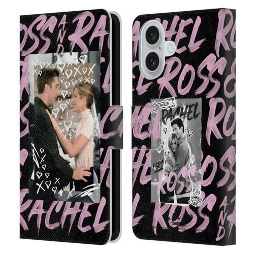 Friends TV Show Doodle Art Ross And Rachel Leather Book Wallet Case Cover For Apple iPhone 16