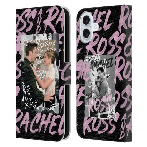 Friends TV Show Doodle Art Ross And Rachel Leather Book Wallet Case Cover For Apple iPhone 16 Plus