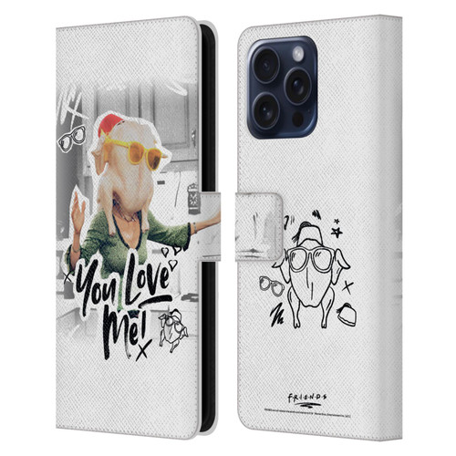 Friends TV Show Doodle Art You Love Me Leather Book Wallet Case Cover For Apple iPhone 16 Pro Max