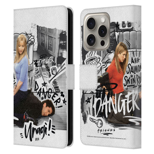 Friends TV Show Doodle Art Ross Unagi Leather Book Wallet Case Cover For Apple iPhone 16 Pro