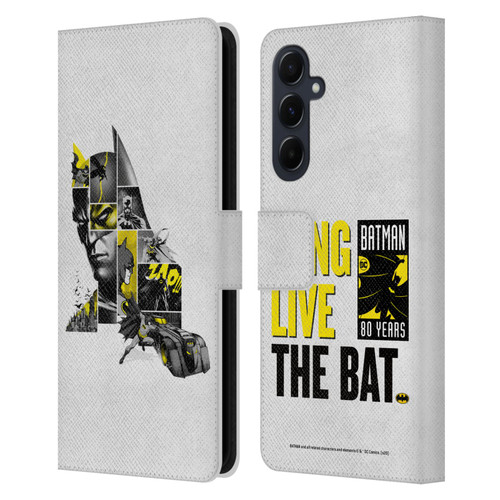 Batman DC Comics 80th Anniversary Collage Leather Book Wallet Case Cover For Samsung Galaxy A55 5G