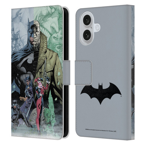 Batman DC Comics Famous Comic Book Covers Hush Leather Book Wallet Case Cover For Apple iPhone 16