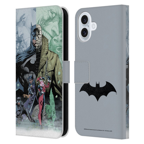 Batman DC Comics Famous Comic Book Covers Hush Leather Book Wallet Case Cover For Apple iPhone 16 Plus