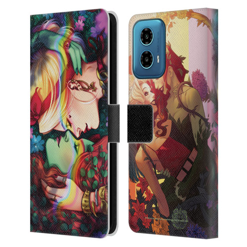 Batman DC Comics Gotham City Sirens Poison Ivy & Harley Quinn Leather Book Wallet Case Cover For Motorola Moto G34 5G