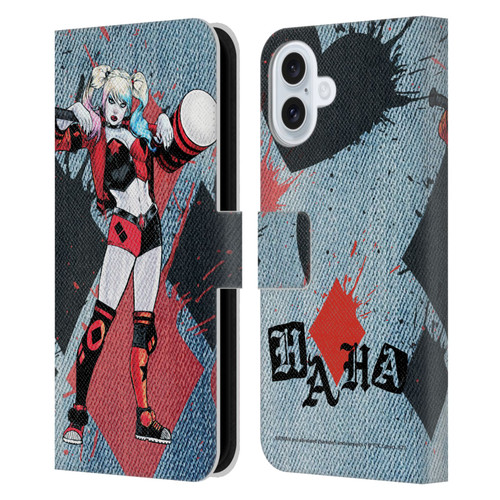 Batman DC Comics Harley Quinn Graphics Mallet Leather Book Wallet Case Cover For Apple iPhone 16 Plus