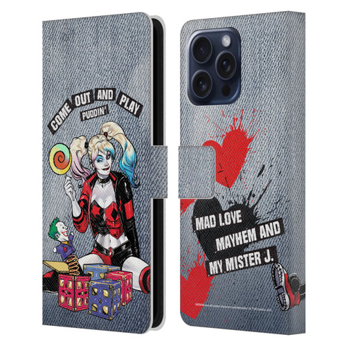 Batman DC Comics Harley Quinn Graphics Toys Leather Book Wallet Case Cover For Apple iPhone 16 Pro Max