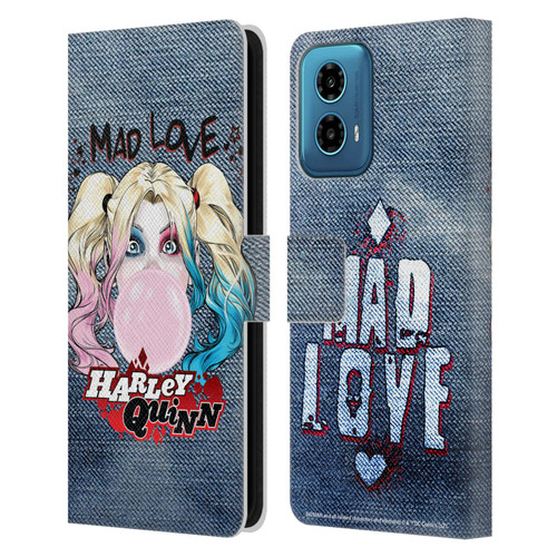 Batman DC Comics Harley Quinn Graphics Bubblegum Leather Book Wallet Case Cover For Motorola Moto G34 5G