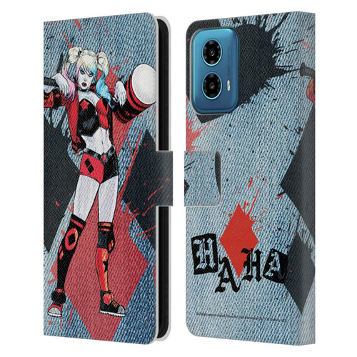 Batman DC Comics Harley Quinn Graphics Mallet Leather Book Wallet Case Cover For Motorola Moto G34 5G