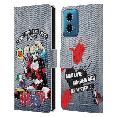 Batman DC Comics Harley Quinn Graphics Toys Leather Book Wallet Case Cover For Motorola Moto G34 5G