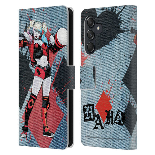 Batman DC Comics Harley Quinn Graphics Mallet Leather Book Wallet Case Cover For Samsung Galaxy M55 5G