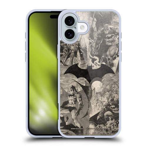 Batman DC Comics Hush Logo Collage Distressed Soft Gel Case for Apple iPhone 16 Plus & MagSafe