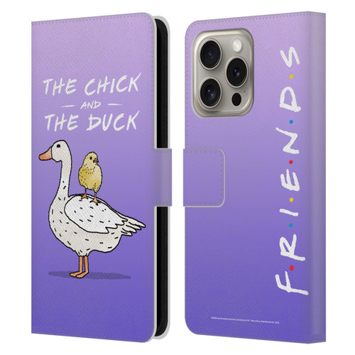 Friends TV Show Key Art Chick And Duck Leather Book Wallet Case Cover For Apple iPhone 16 Pro