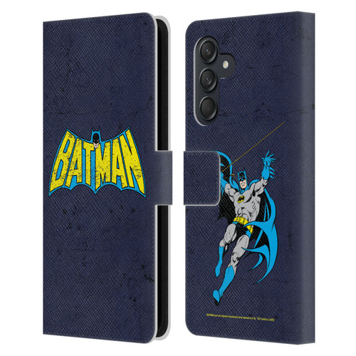 Batman DC Comics Logos Classic Distressed Leather Book Wallet Case Cover For Samsung Galaxy M55 5G