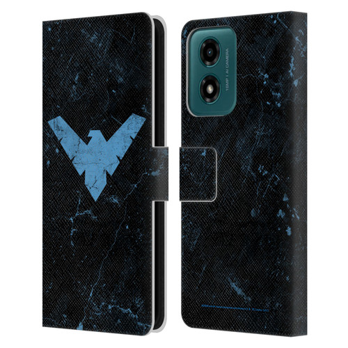 Batman DC Comics Nightwing Logo Grunge Leather Book Wallet Case Cover For Motorola Moto G04/G04s/G24 4G