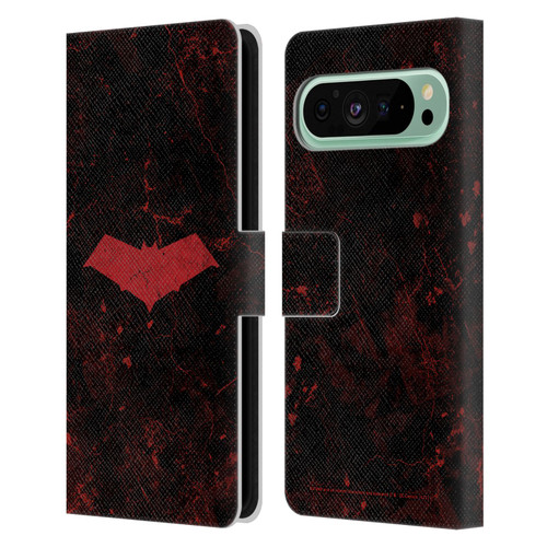 Batman DC Comics Red Hood Logo Grunge Leather Book Wallet Case Cover For Google Pixel 9 Pro XL