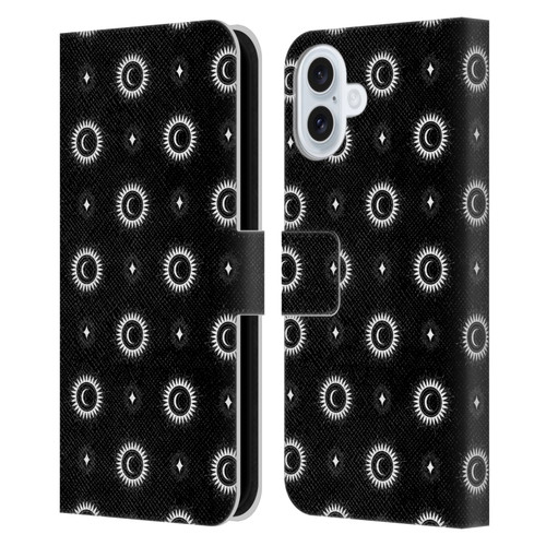 Haroulita Celestial Black And White Sun And Moon Leather Book Wallet Case Cover For Apple iPhone 16 Plus