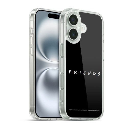 Friends TV Show Logos Black Soft Gel Case for Apple iPhone 16