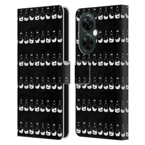 Haroulita Celestial Black And White Bottle Leather Book Wallet Case Cover For OnePlus Nord CE 3 Lite 5G