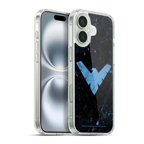 Batman DC Comics Nightwing Logo Grunge Soft Gel Case for Apple iPhone 16 Plus
