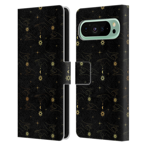 Haroulita Celestial Gold Hand Leather Book Wallet Case Cover For Google Pixel 9 Pro XL