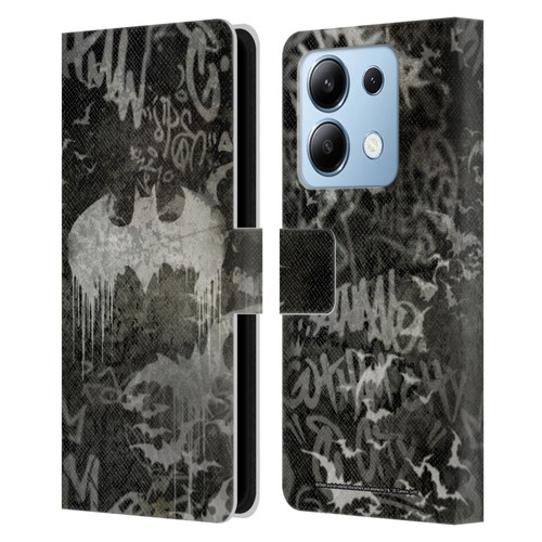 Batman DC Comics Vintage Fashion Graffiti Logo Leather Book Wallet Case Cover For Xiaomi Redmi Note 13/13 Pro 5G