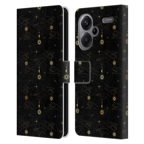 Haroulita Celestial Gold Hand Leather Book Wallet Case Cover For Xiaomi Redmi Note 13 Pro Plus 5G