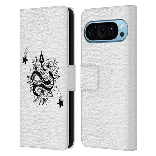 Haroulita Celestial Tattoo Snake And Flower Leather Book Wallet Case Cover For Google Pixel 9 / Pixel 9 Pro