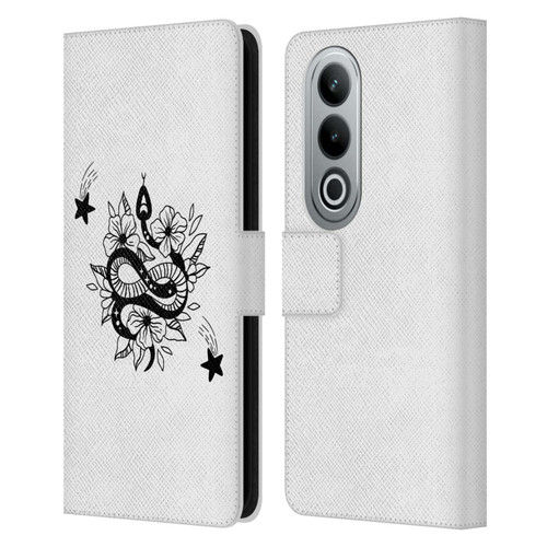 Haroulita Celestial Tattoo Snake And Flower Leather Book Wallet Case Cover For OPPO OnePlus Ace 3V 5G