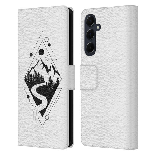 Haroulita Celestial Tattoo Mountain Leather Book Wallet Case Cover For Samsung Galaxy A55 5G