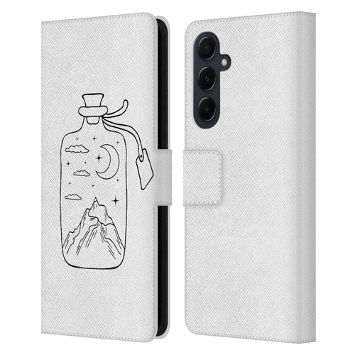 Haroulita Celestial Tattoo Bottle Leather Book Wallet Case Cover For Samsung Galaxy A55 5G