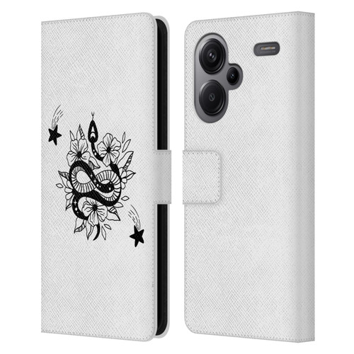 Haroulita Celestial Tattoo Snake And Flower Leather Book Wallet Case Cover For Xiaomi Redmi Note 13 Pro Plus 5G