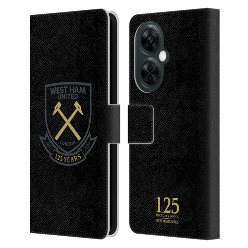 West Ham United FC 125 Year Anniversary Black Claret Crest Leather Book Wallet Case Cover For OnePlus Nord CE 3 Lite 5G
