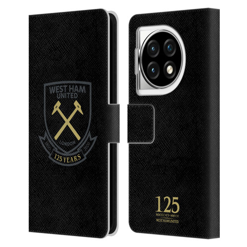 West Ham United FC 125 Year Anniversary Black Claret Crest Leather Book Wallet Case Cover For OPPO OnePlus Ace 3 5G