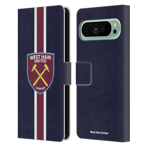 West Ham United FC Crest Stripes Leather Book Wallet Case Cover For Google Pixel 9 Pro XL