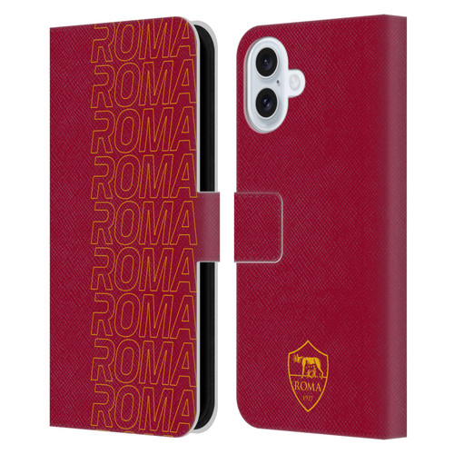 AS Roma Crest Graphics Echo Leather Book Wallet Case Cover For Apple iPhone 16 Plus