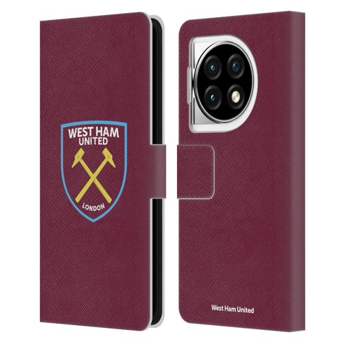 West Ham United FC Crest Full Colour Leather Book Wallet Case Cover For OPPO OnePlus Ace 3 5G