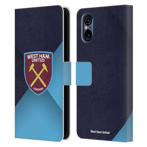West Ham United FC Crest Blue Gradient Leather Book Wallet Case Cover For Sony Xperia 5 V 5G
