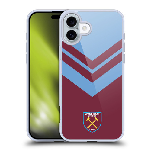 West Ham United FC Crest Graphics Arrowhead Lines Soft Gel Case for Apple iPhone 16 Plus