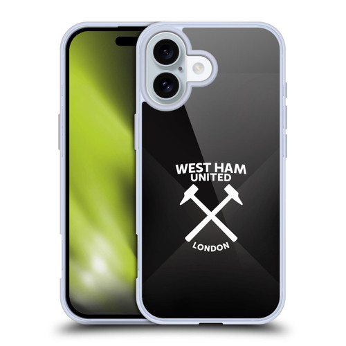 West Ham United FC Hammer Marque Kit Black & White Gradient Soft Gel Case for Apple iPhone 16