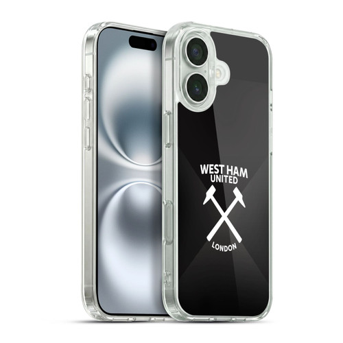 West Ham United FC Hammer Marque Kit Black & White Gradient Soft Gel Case for Apple iPhone 16 Plus & MagSafe