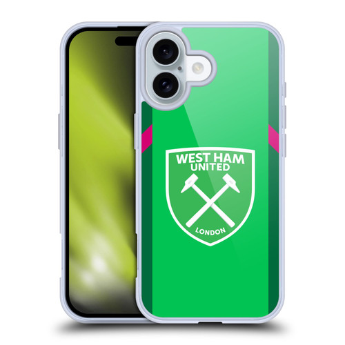 West Ham United FC 2023/24 Crest Kit Home Goalkeeper Soft Gel Case for Apple iPhone 16