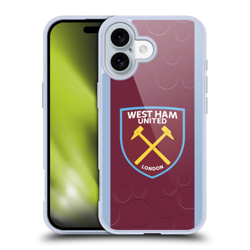 West Ham United FC 2023/24 Crest Kit Home Soft Gel Case for Apple iPhone 16