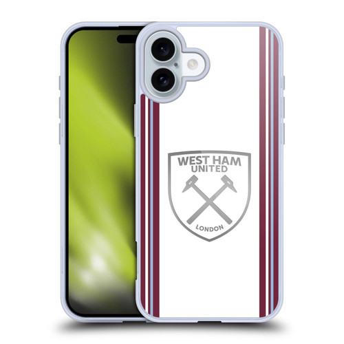 West Ham United FC 2023/24 Crest Kit Away Soft Gel Case for Apple iPhone 16 Plus