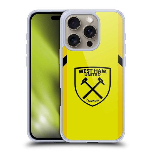 West Ham United FC 2023/24 Crest Kit Away Goalkeeper Soft Gel Case for Apple iPhone 16 Pro