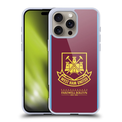 West Ham United FC Retro Crest 2015/16 Final Home Soft Gel Case for Apple iPhone 16 Pro Max