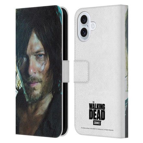 AMC The Walking Dead Characters Daryl Leather Book Wallet Case Cover For Apple iPhone 16 Plus